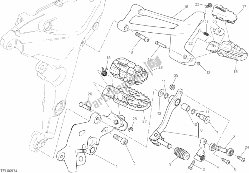 All parts for the Footrests, Left of the Ducati Multistrada 1200 Enduro Touring USA 2016